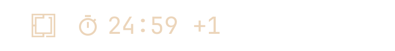The bar: the Keystroke menu button followed by a 24:59 countdown and +1 for a second timer