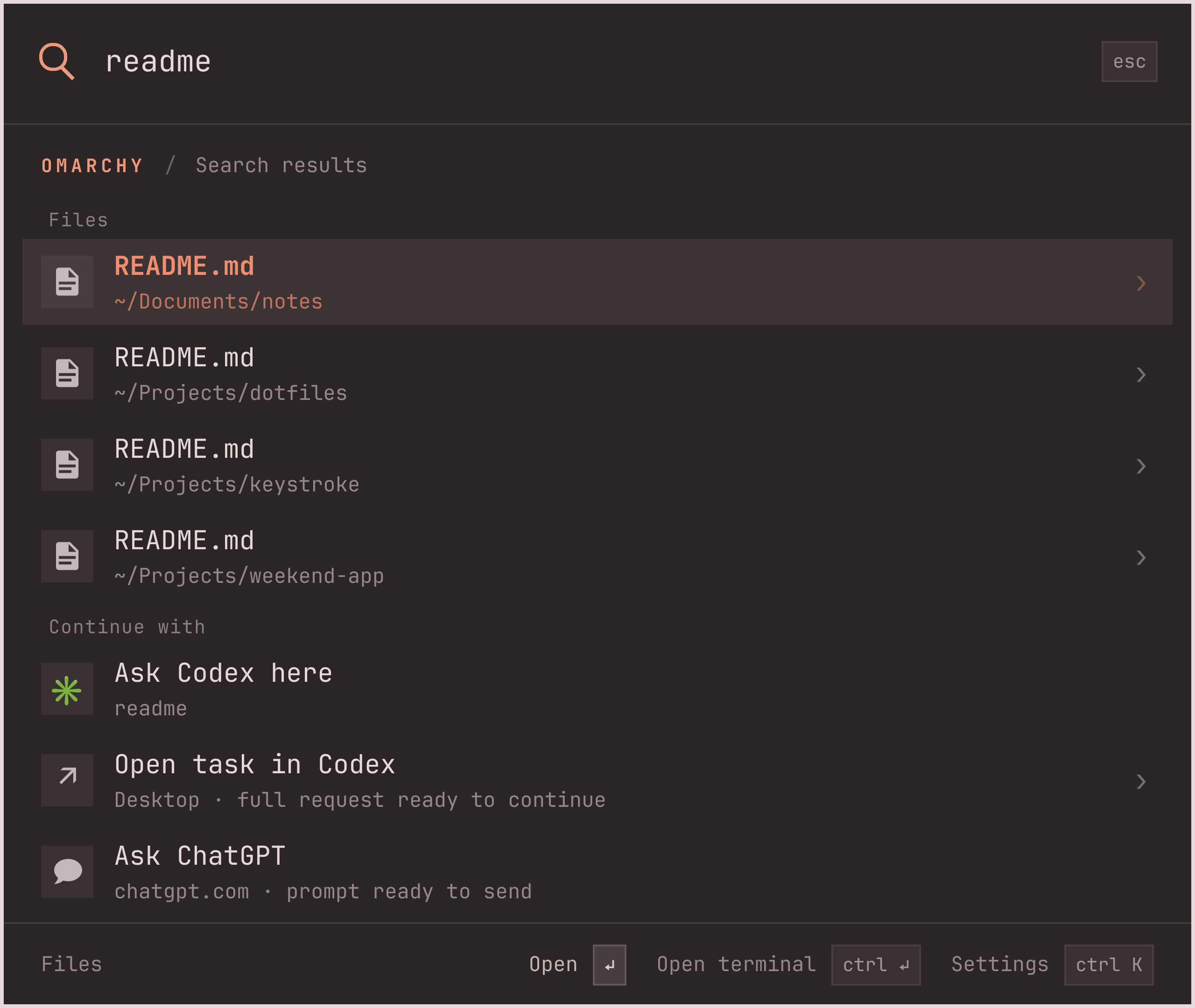 readme finds README.md files in four sample project folders