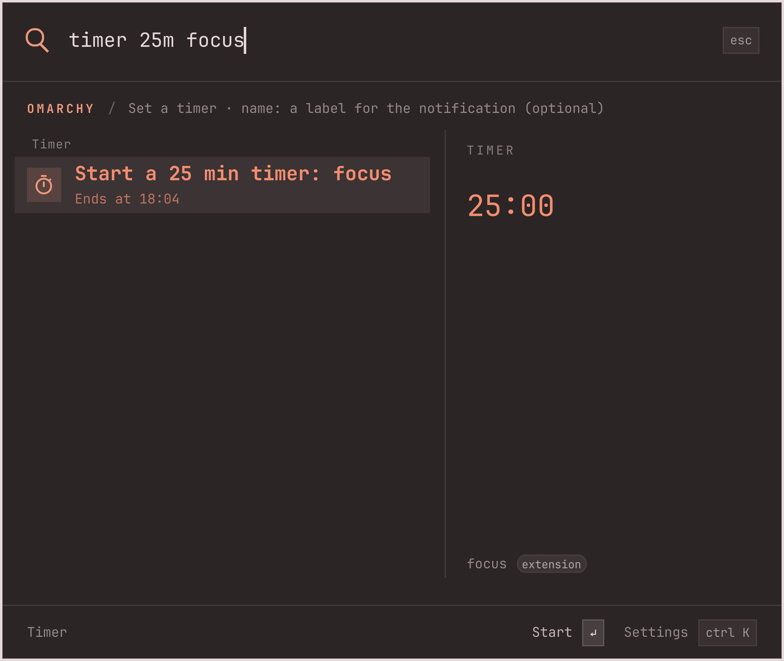 timer 25m focus offering Start a 25 min timer with 25:00 in the preview